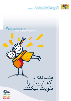 Titelblatt der Broschüre Stark durch Erziehung in Farsi